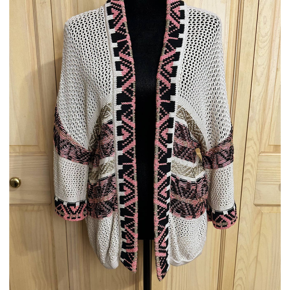 Circus Hotel Anthropologie Aztec Print Loose Fit Cardigan Sweater EU Sz 38 US S